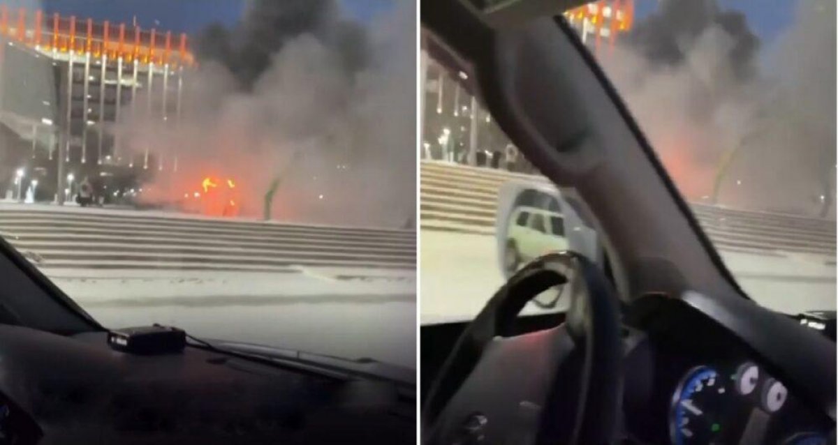 Пожар произошел на площади перед акиматом в Жезказгане