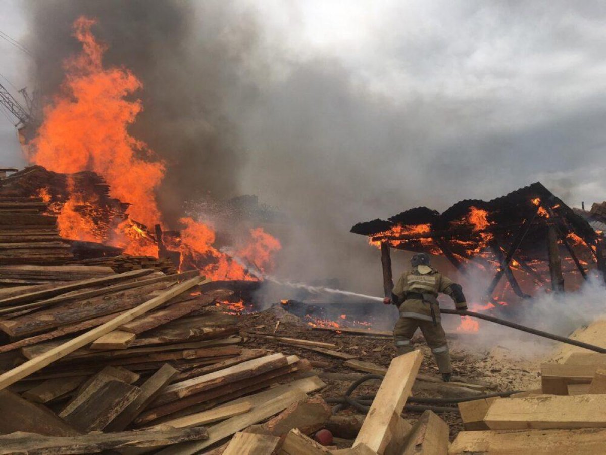 В Семее произошел крупный пожар на пилораме