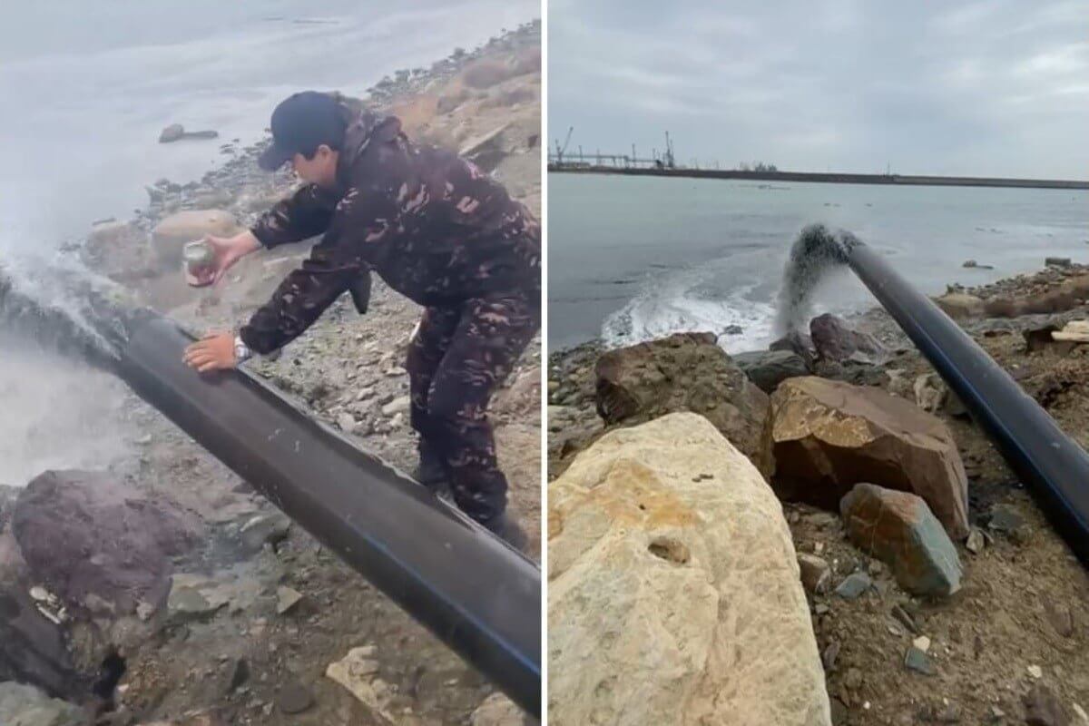 В Минэкологии РК прокомментировали видео со сливом черной жидкости в Каспий