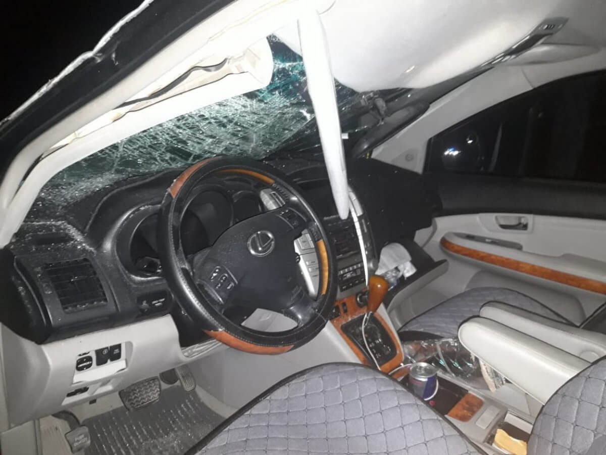 Lexus столкнулся с верблюдом в Атырауской области