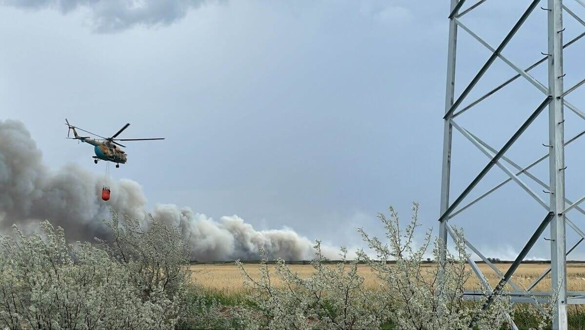 Вертолет привлекли к тушению пожара в Иле-Балхашском резервате