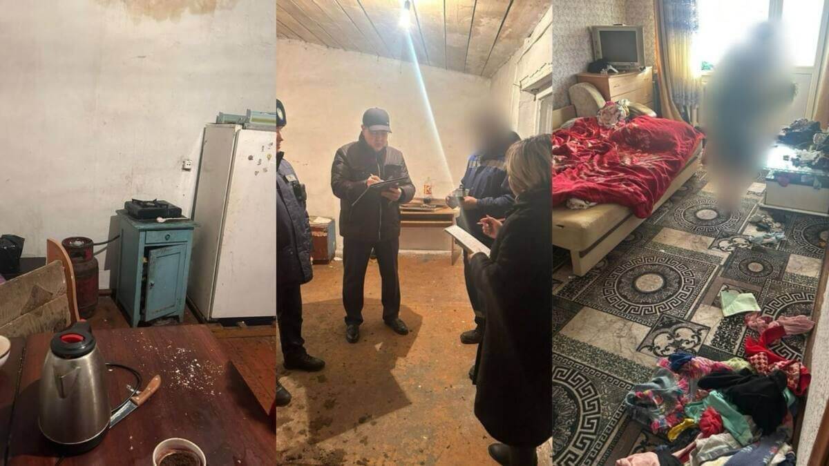 В полной антисанитарии с пьющими родителями жили двое детей в Аксу