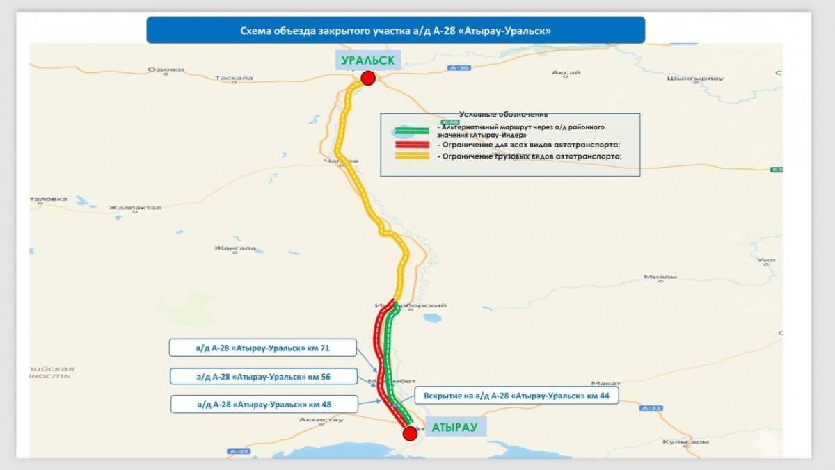 В Атырауской области ограничили дорожное движение