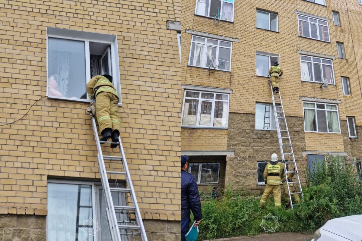 Двух детей спасли при помощи лестницы в Косшы