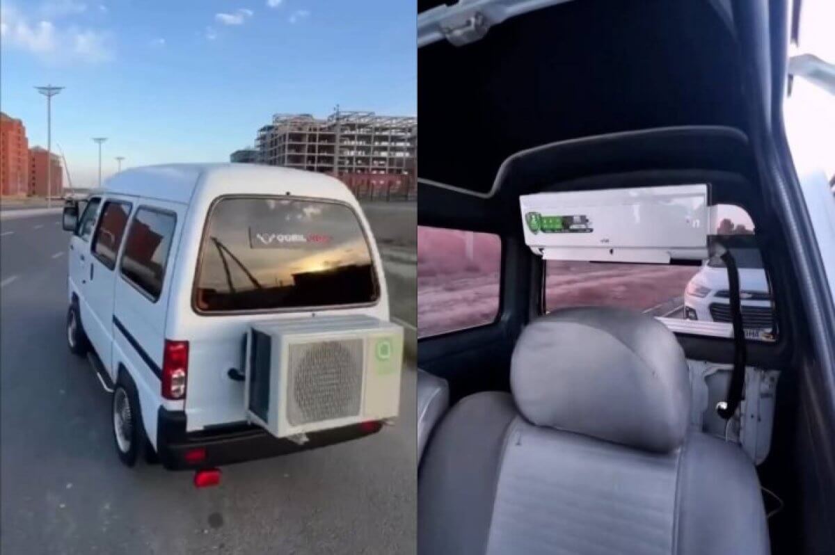 Домашним кондиционером оборудовал машину автолюбитель
