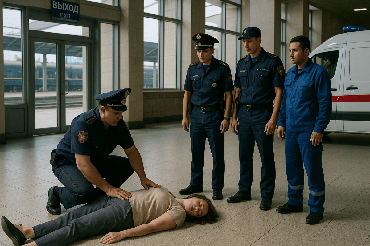 Женщина рухнула без сознания на вокзале в Костанае