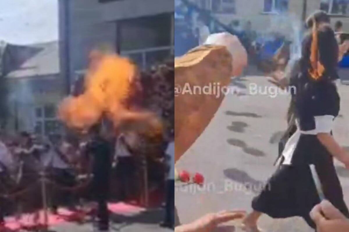 Школьницу едва не сожгли на выпускной церемонии в Узбекистане