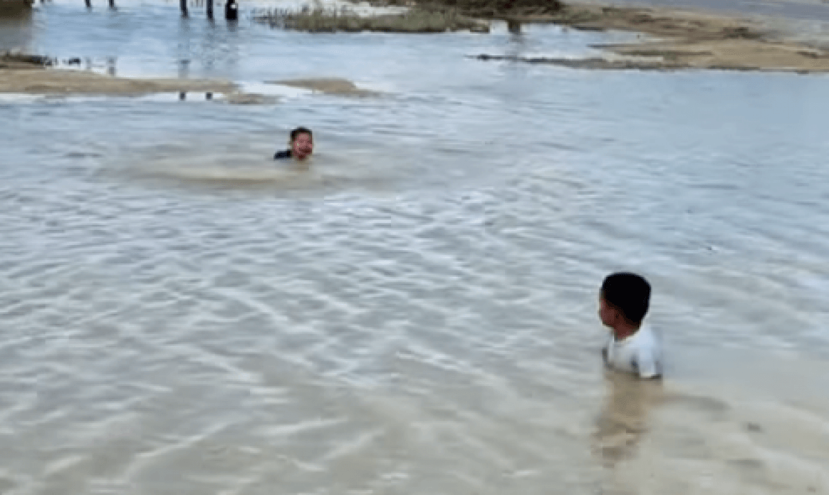 Дети открыли купальный сезон в луже на юге Казахстана