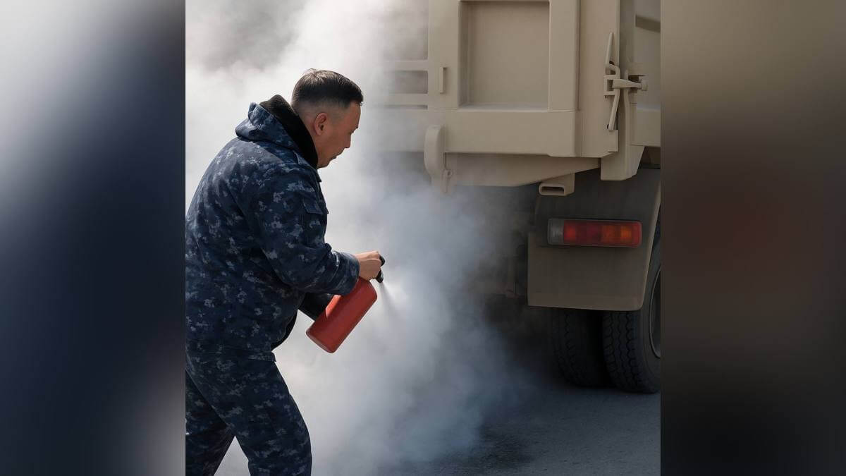 Грузовик с углем загорелся в Абайской области