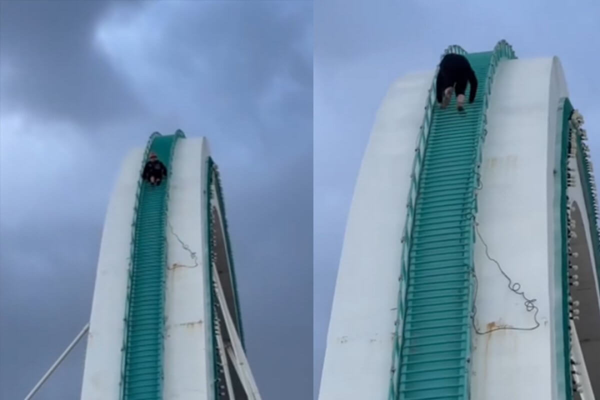 Подростка на арке моста сняли на видео в Астане