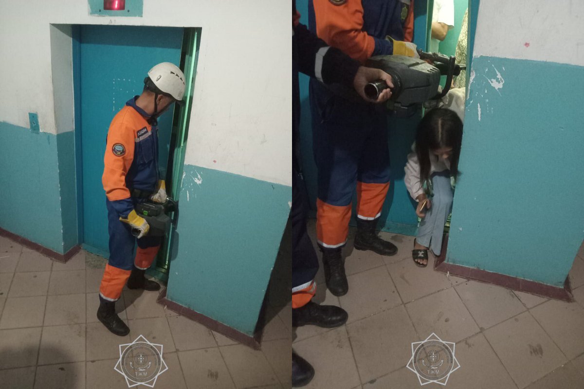 ЧП в Таразе: лифт с людьми вскрывали спасатели, пострадавшую увезли в больницу (ВИДЕО)