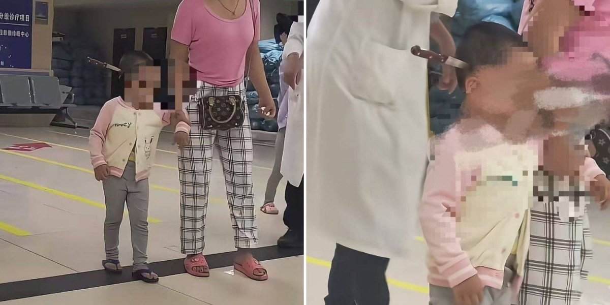 Девочку с ножом в голове привели в больницу Китая