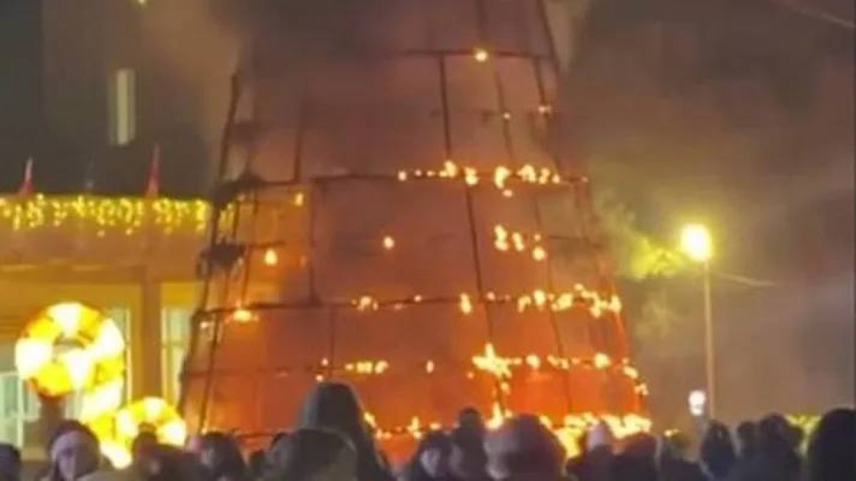 Праздничная елка сгорела во время церемонии зажжения в Грузии (ВИДЕО)