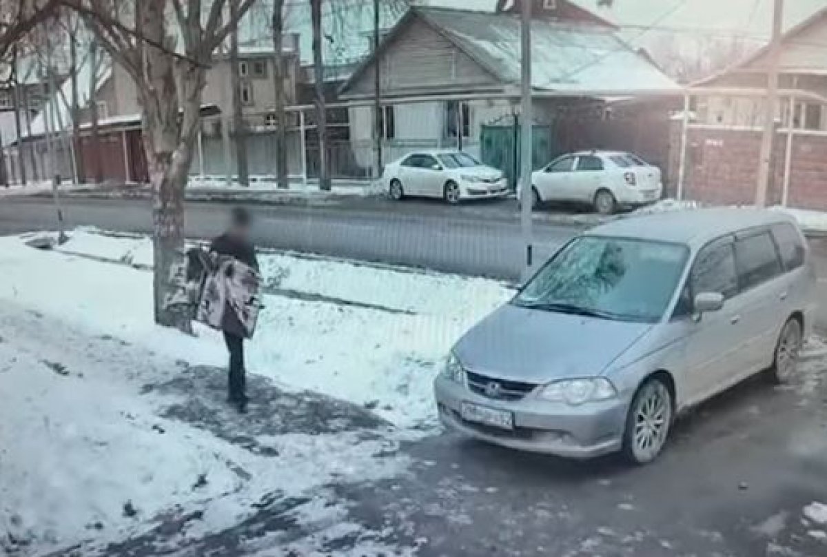 Мужчину с телевизором задержали в Алматы (ВИДЕО)