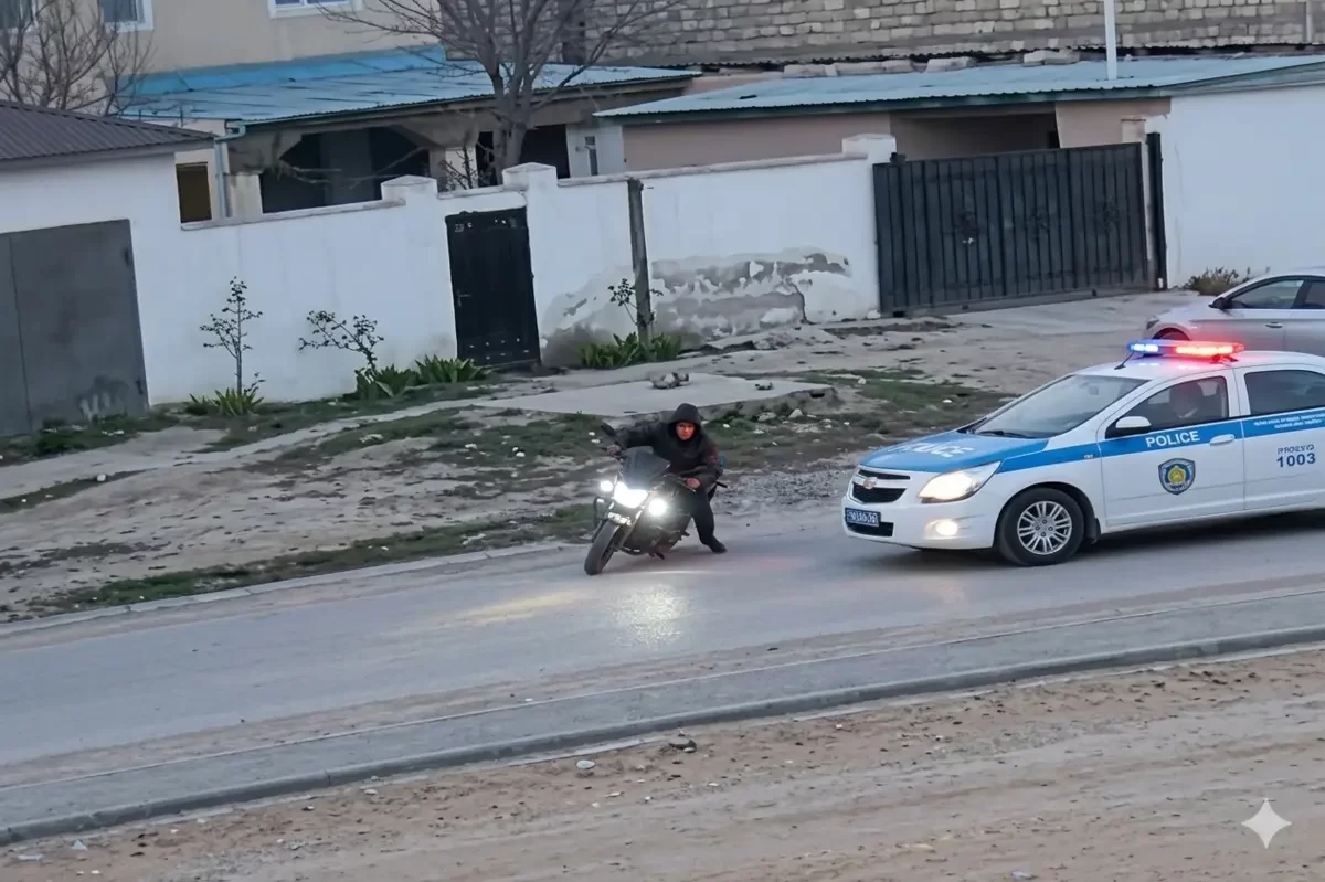 В Мангистау подросток на мопеде пытался уйти от полиции и чуть не попал под колеса
