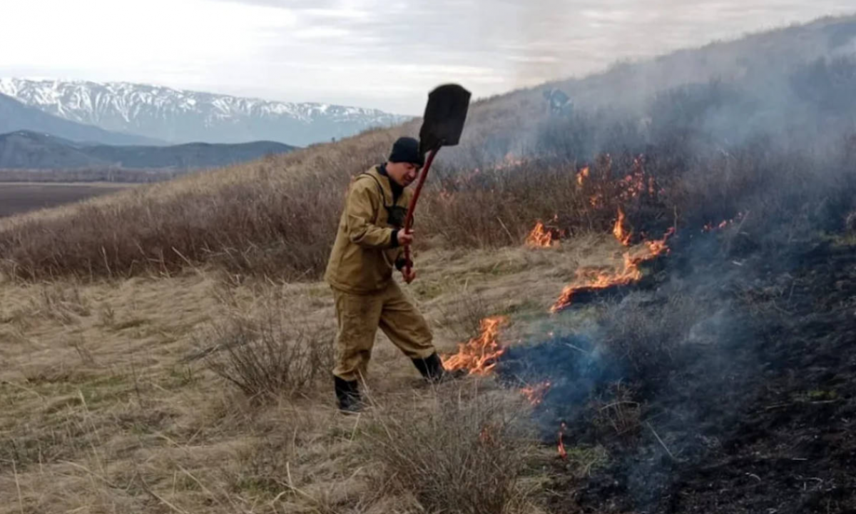 8 гектаров сухой травы загорелись в ВКО