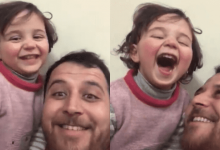 Отец научил дочь смеяться над звуками бомб в Сирии