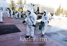 Военнослужащие проводят дезинфекцию территорий и объектов Нур-Султана и Алматы