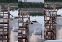 "Один неверный шаг и в "лепешку" - в Нур-Султане дети играли на пятиметровых столбах LRT