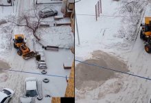 В Караганде пытались уложить брусчатку в снег