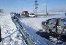 Массовое ДТП произошло на трассе Нур-Султан-Петропавловск: две машины сгорели