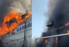Почти дотла сгорел ресторан "Муз Тау" в Алматы (видео)