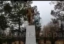 Обезглавленную скульптуру Ленина сняли на видео жители Актобе