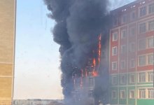 В Актау загорелся строящийся жилой дом (видео)