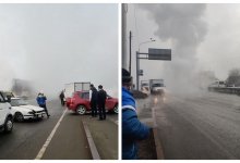Дороги заволокло паром из-за порыва теплотрассы в Алматы. Столкнулись несколько машин