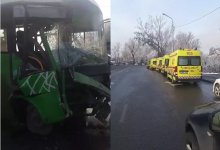 Два автобуса столкнулись в Алматы. Пострадали 10 человек