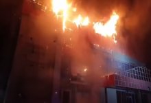 Крупный пожар попал на ВИДЕО в Алматы