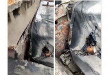 В Кокшетау жители многоэтажки пожаловались на обвалившуюся плиту перекрытия