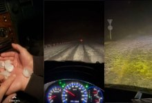 Град размером с перепелиное яйцо разбил стекла автомобилей в Мангистау