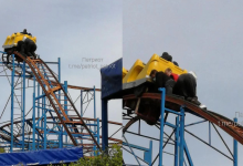 На вершине "Американских горок" застряли карагандинцы в парке