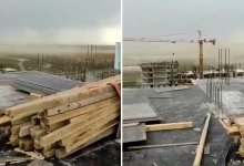 Шквальный ветер снес рабочих на стройке в Нур-Султане (ВИДЕО)