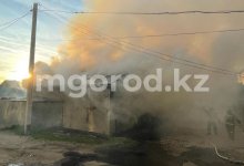 Гараж с тремя машинами загорелся в Уральске