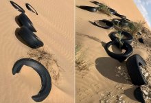 Резиновая пустыня. Гора использованных покрышек обнаружена в песках Мангистау