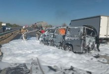 Автомобиль сгорел из-за ДТП в Туркестанской области (ВИДЕО)
