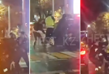 Массовая драка с участием полицейских попала на видео в Алматы