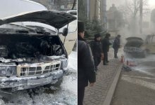 Жители дома помогли участковому потушить загоревшийся автомобиль в Алматы