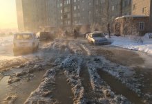 В 30-градусный мороз затопило улицу в Усть-Каменогорске
