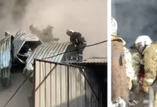 Более 3,5 часов ушло на тушение пожара около барахолки в Алматы