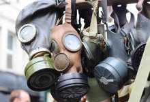 Пятью тысячами противогазов обложили здание акимата в Шымкенте