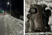 Водитель вылетел с моста на машине в Актобе (ФОТО)