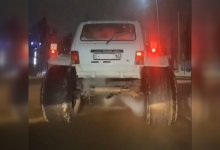 Авто с огромными колесами привлекло внимание жителей и полиции Павлодара