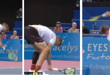 В гневе из-за очередного проигрыша казахстанский теннисист сломал свои ракетки