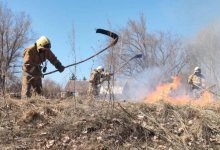 С возгораниями сухой травы во время шторма борются спасатели в ВКО