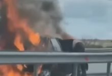 Авто загорелось на трассе Астана – Щучинск (ВИДЕО)