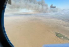 Продолжают тушить пожар на прибрежной территории Каспийского моря