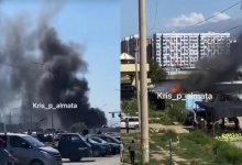 Пожар вспыхнул возле рынка "Барлык" в Алматы (ВИДЕО)